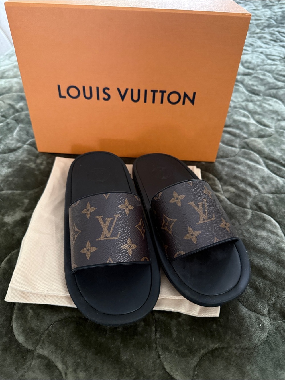 Louis Vuitton Brown Monogram sunbath Slide Sandals
